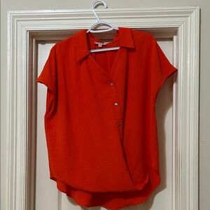 Umgee Vibrant Red Short Sleeve Blouse